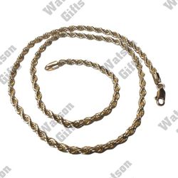18K Italian Gold Filled 4 mm Rope Chain No Tarnish Hypoallergenic Water And Sweat Resistant 