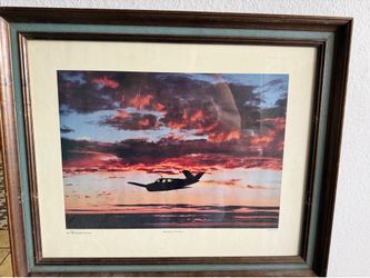James Yarnell “Bonanza at Sunset” Beechcraft Bonanza Framed Aviation Print 23x19.5