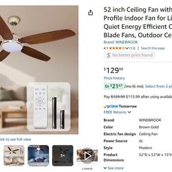 Ceiling Fan with Lights and Remote