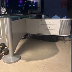 Glass L Computer Table