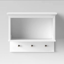 New in Box • Threshold White Wall Shelf with Hooks