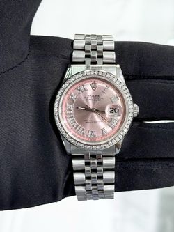 Authentic Rolex Datejust 36mm Pink Dial Natural Diamond