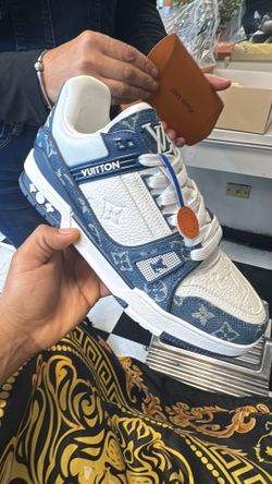 Louis Vuitton Trainer Sneaker Blue Denim Monogram size 9