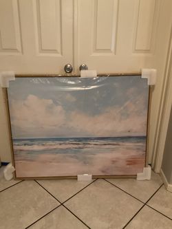 Beautiful painting of the ocean break. With a floating frame.