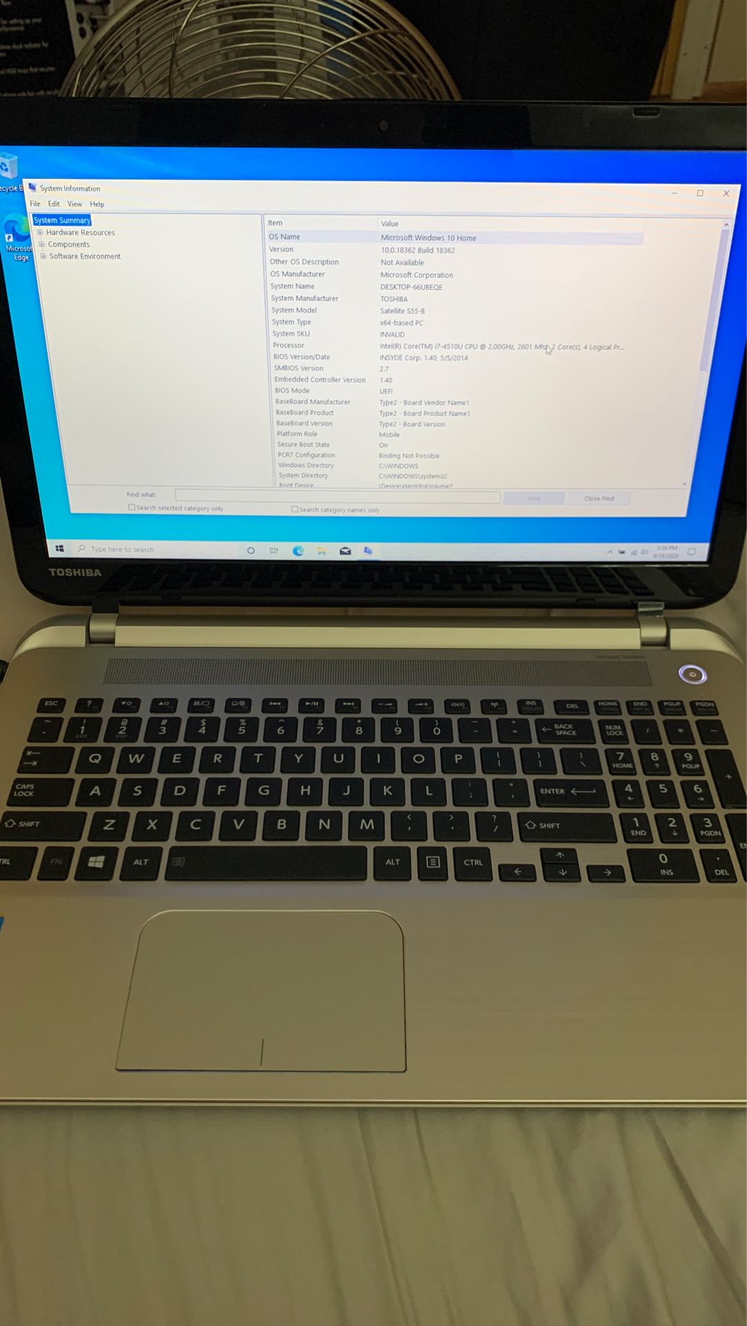 Toshiba i7 4510U CPU Windows 10 12GB Ram 1tb