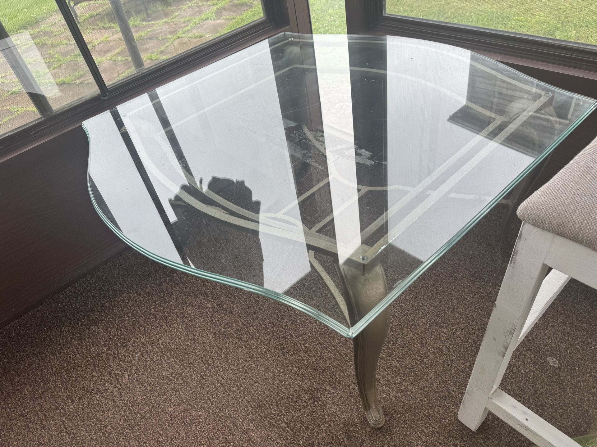 Elegant Glass Coffee Table with Metal Frame – Gently Used