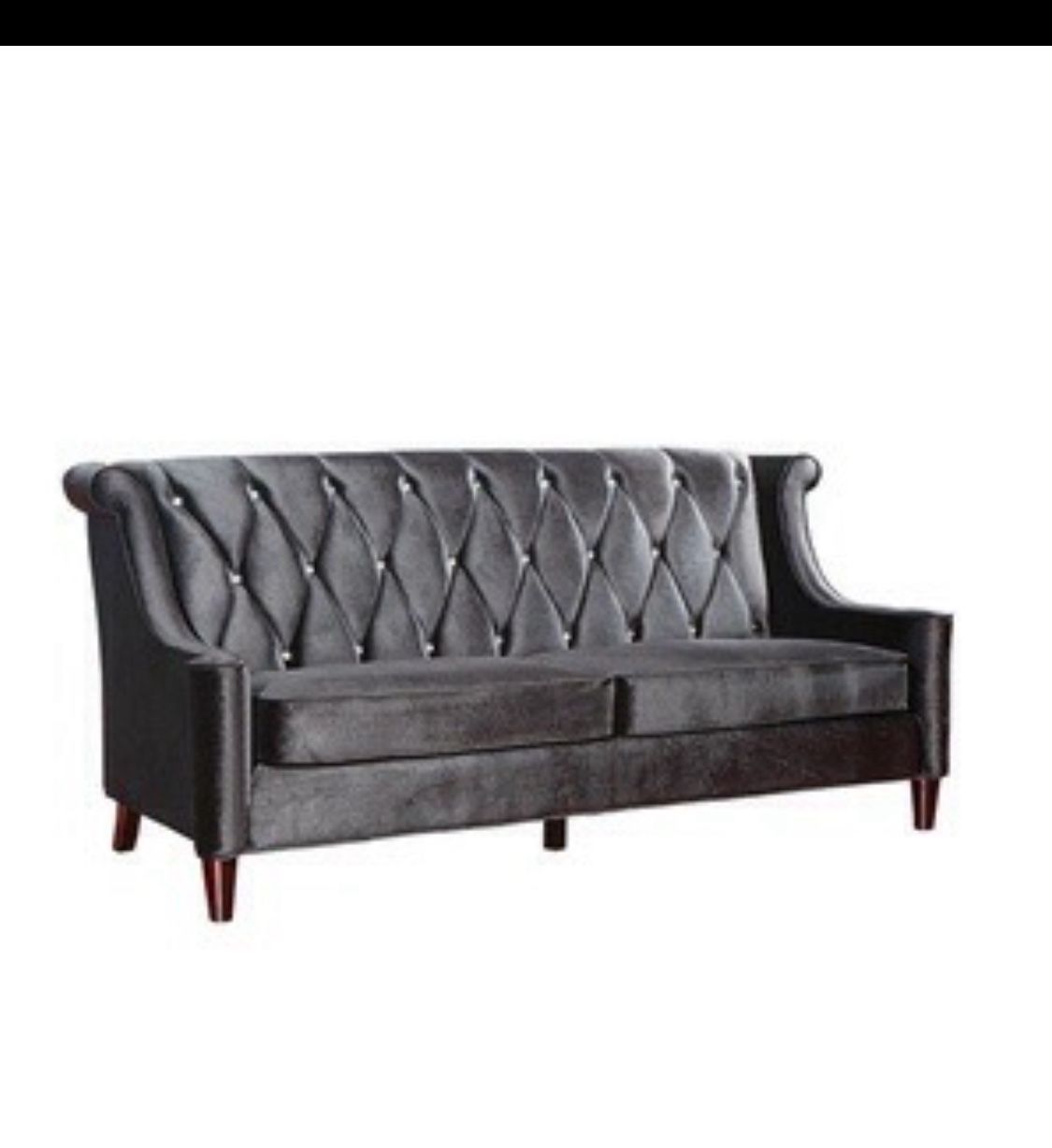 Elegant Tufted Velvet Sofa – Dark Gray, Vintage Style, Excellent Condition