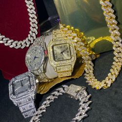 Six piece package bracelet 20 inch three watch lab stones