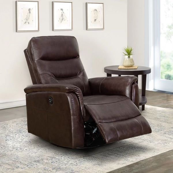 $2,190 MSRP Abbyson Living Palermo Leather Power Glider Recliner Brown Comfortable Nursing Chair USB Ports