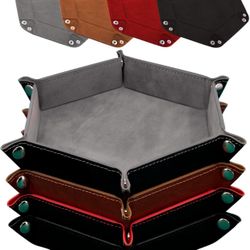 🔥NEW🔥 SIQUK 4 Pieces Dice Tray Hexagon Dice Rolling Holder Folding PU Leather Dice