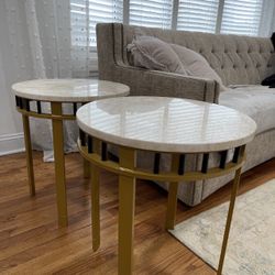 Marble top end tables with Aluminum base  $195 each 