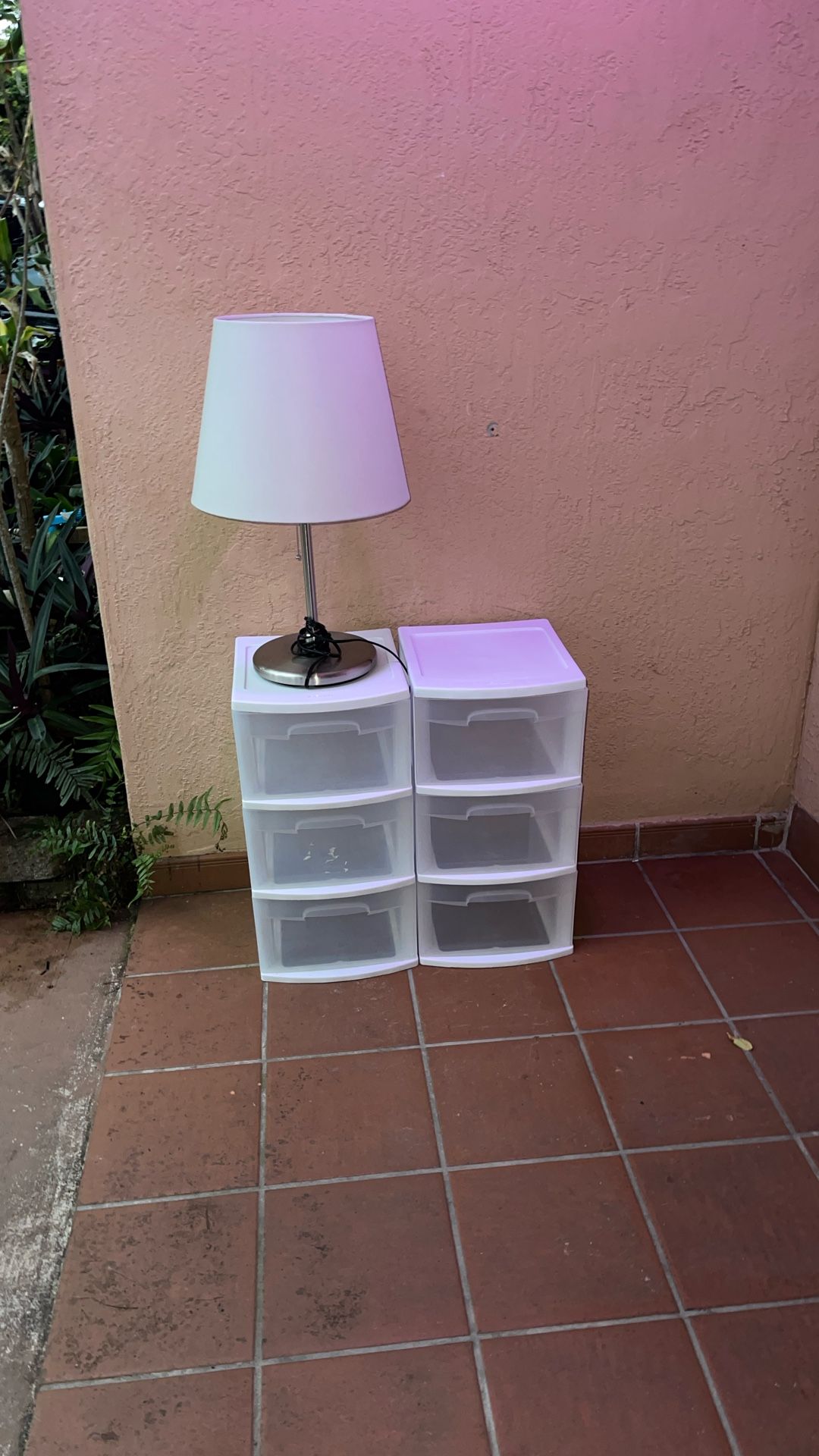 Lamp and Plastic Drawers $25