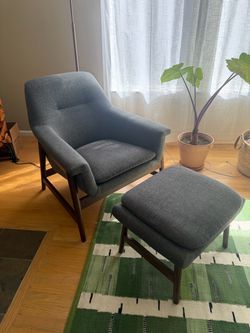 Mid-Century Modern Accent Chair with Ottoman