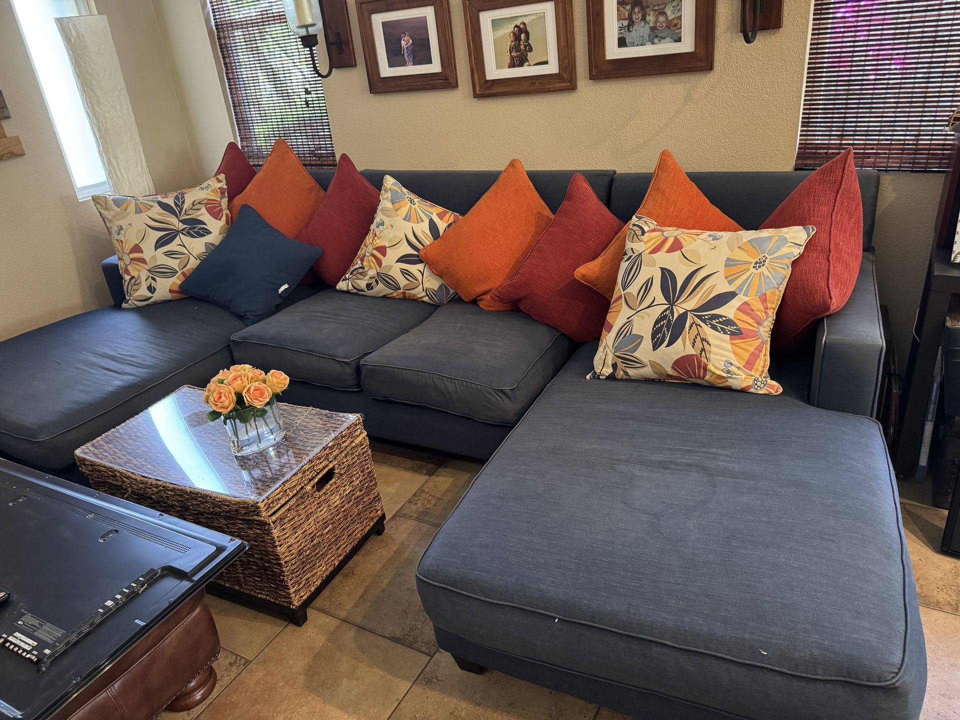 Living Spaces Dual Chaise Sofa