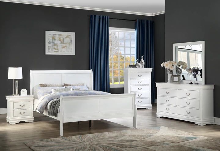 Louis Philip White Sleigh Bedroom Set [HOT DEAL] FREE DELİVERY 🚚 Queen TwinFull And King Bedroom Set