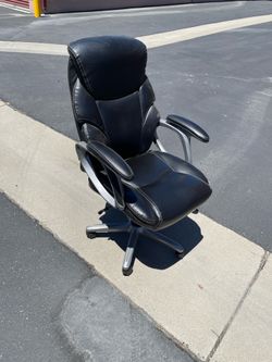 Two Black Leather-Style Executive Office Chair