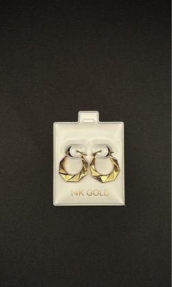 14k GOLD angular twisted hoops
