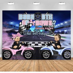 Burnouts And Bows Gender Reveal Backdrop