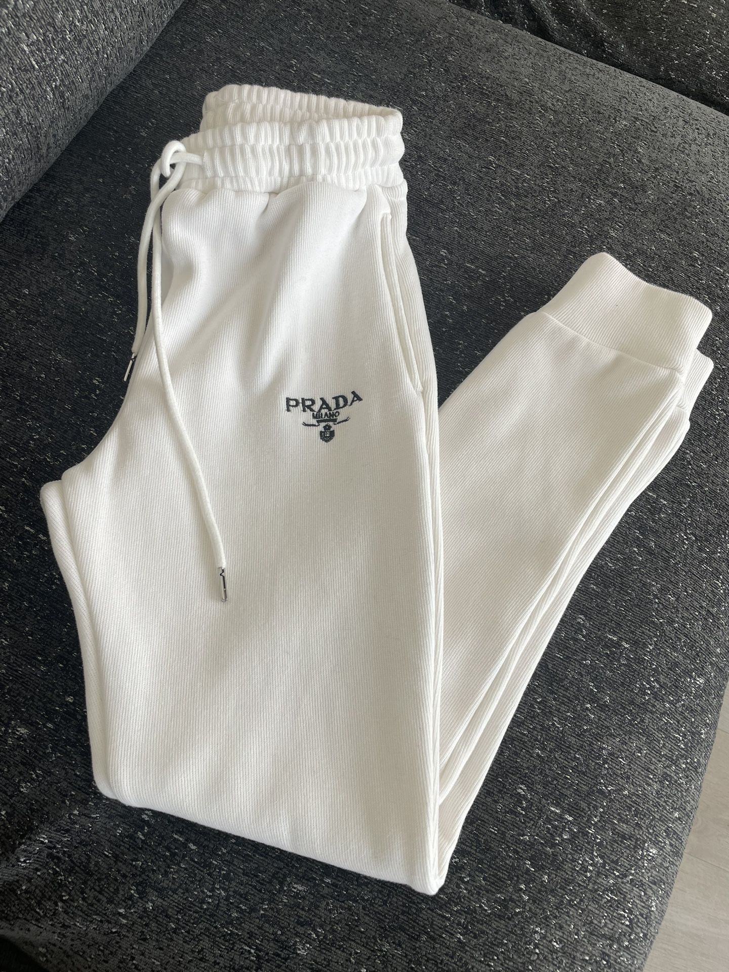 White Prada Sweatpants Slimfit Joggers - Size Small