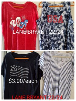 Womens size 3x Lane Bryant patriotic Ts/bundle of 4