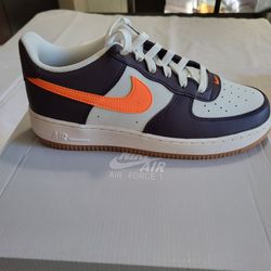 *NEW* Nike Air Force 1 GS White Orange Blue Leather Sneakers Kids 6.5Y Women's 8