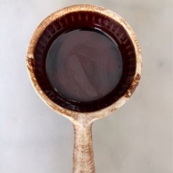Vintage McCoy USA 874 Brown Drip Pottery Ashtray Handled Dish 7”