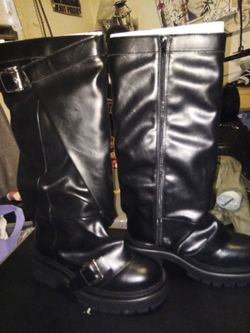 MaddengirlBllkKnee-High Platform Moto Boots