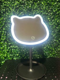 Cat-Shaped LED Vanity Mirror with Stand