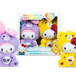 Care Bears x Hello Kitty Plush 2 Pack - Hello Kitty as Funshine Bear & My Melody as Share Bear