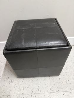 Black Faux Leather Storage Ottoman