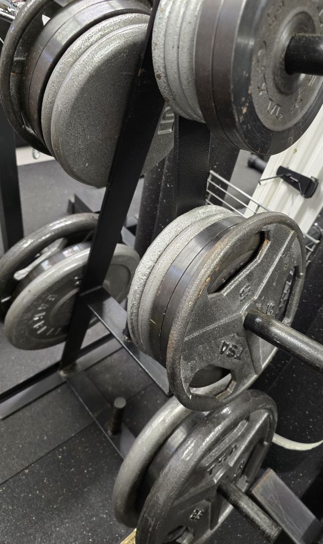 Weights standard 1inch 455lbs and bars $380

