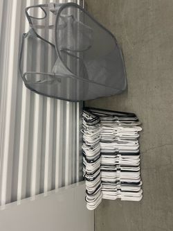 60 hangers and a hamper