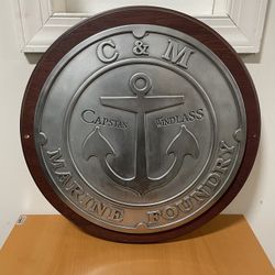 Vintage Wood And Metal Plaque 