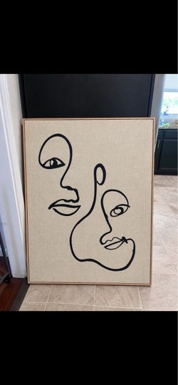 Abstract Face Line Art Framed Canvas