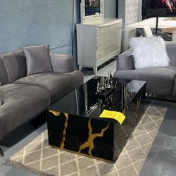 2 PIECE LIVINGROOM SET 2 LOVESEAT VELVET  68x38