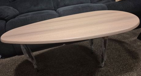 Oval Wood Top Coffee Table Clear Legs