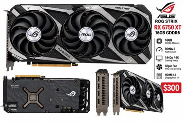 AMD 16GB GPU 6750 XT OC Asus Strix