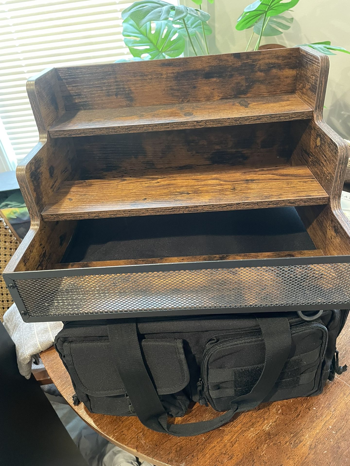 SET OF TWO WOODEN 3 TIER SHELVES WITH DIMENSIONS *PRICE DROP*