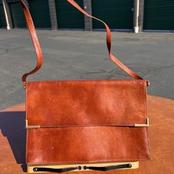 Leather Brown Messenger Shoulder Crossbody Bag Clutch