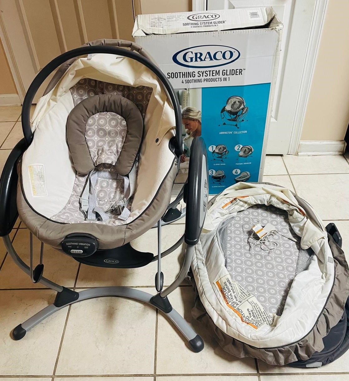 Graco soothing system glider bassinet rocker /bouncer, Baby Swing, Abbington Model