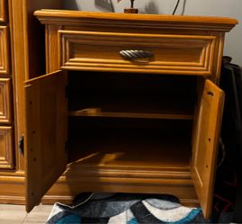 Wood dresser with two night stands