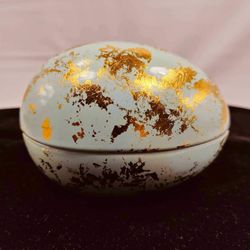 Robin's Egg Blue and Gold Ceramic Box