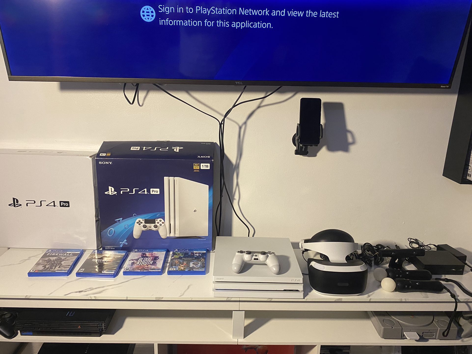 PS4 Pro Glacier White + Full VR Set – $400 OBO