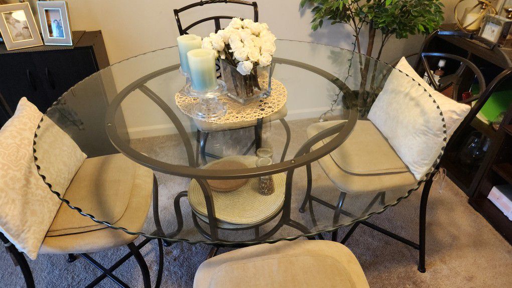 Wrought Iron And Glass Dining/Coffee Table