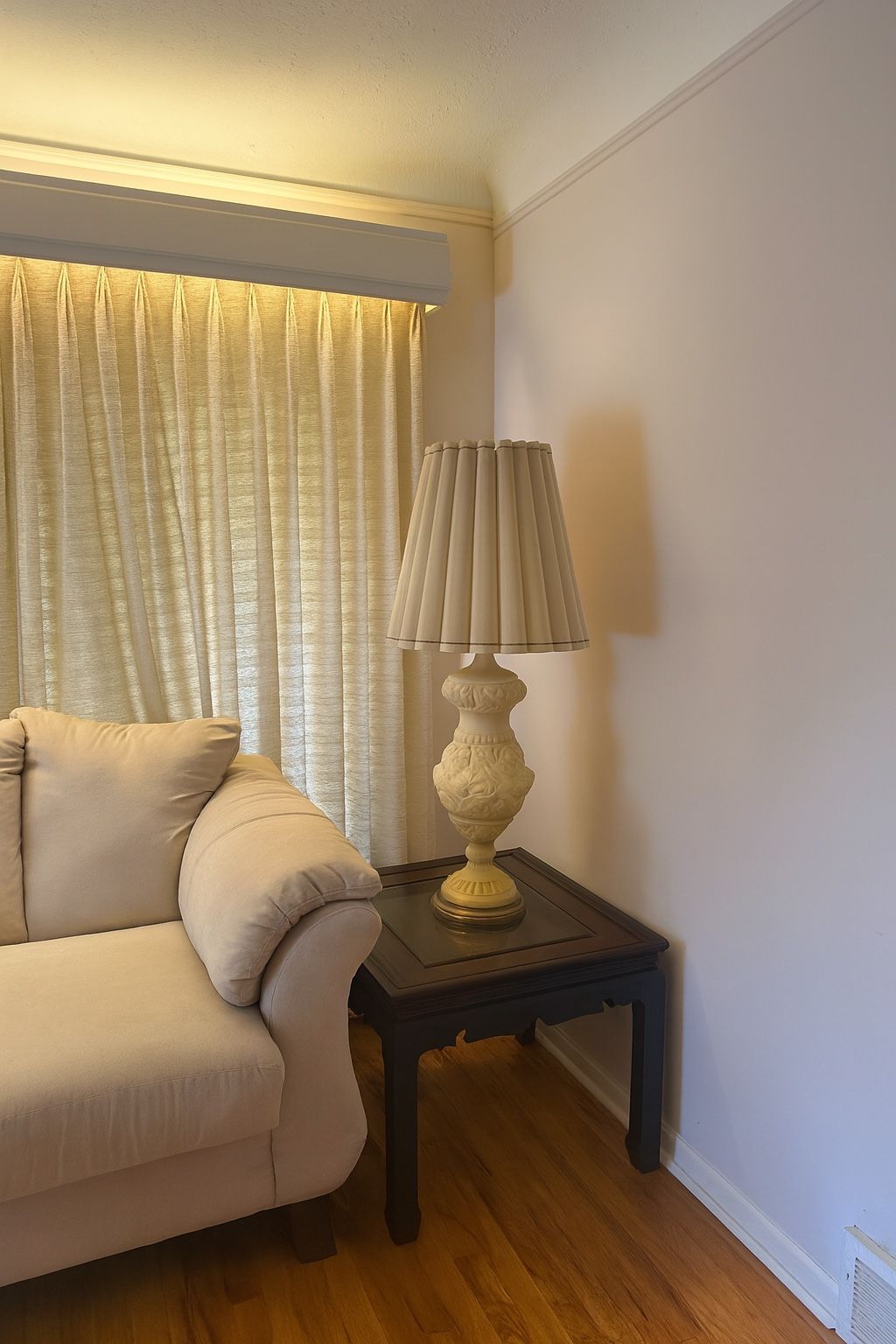 Set of 2 Dark Wood and Glass-Top End Tables – Excellent Condition. $180 OBO