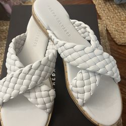 Padded Woven Cross Leather Sandles Made In Spain 