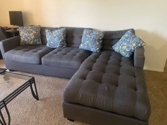 Sofa, Couch,  L-shape sofa, gray color, nice large sofa