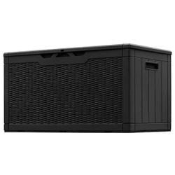 100 Gal. Fusion Style Deck Box Black Outdoor Resin Storage Box