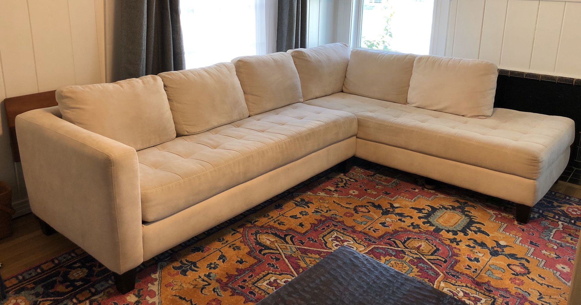 Beige microfiber sectional couch! Great condition!