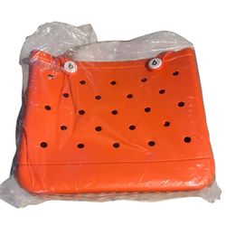 New Medium Waterproof EVA Orange Beach Bag Tote 13.77*11.8 Inches Carryall